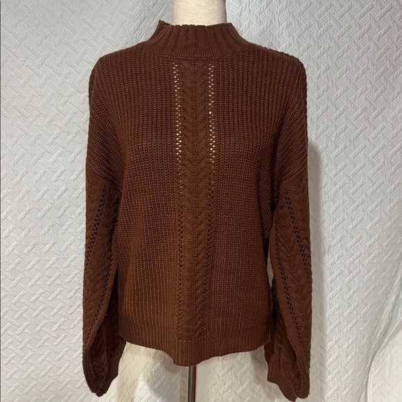 Olivia Sky Chocolate Brown Knit Turtleneck Sweater - Picture 1 of 4